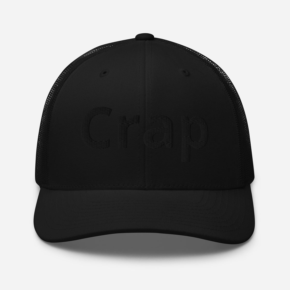Black Crap trucker cap, front view