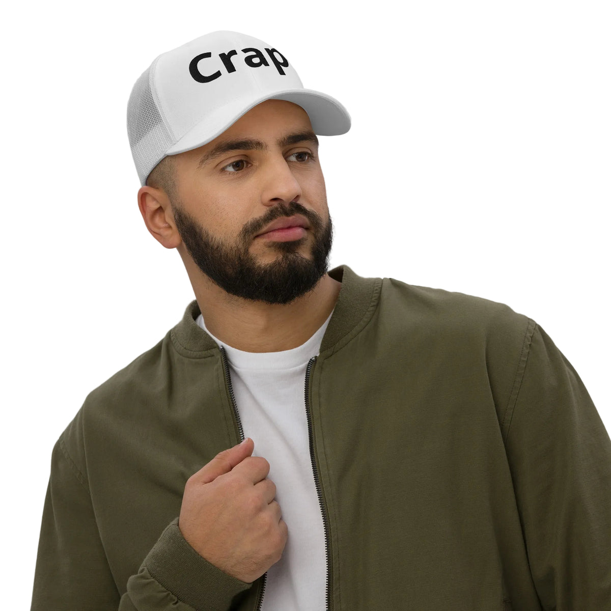 White Crap trucker cap, funny novelty hat