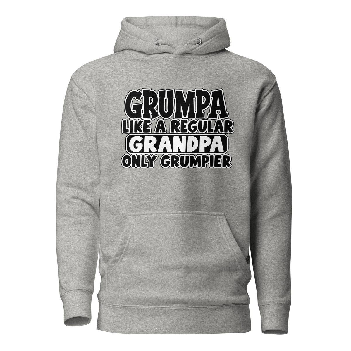 Sport grey Grumpa hoodie with Like a Regular Grandpa Only Grumpier text, front view